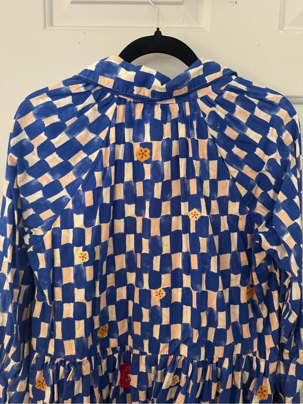 Anthropologie Maeve Checkered and Floral Long Sleeve Mini Dress size Medium - Picture 10 of 13
